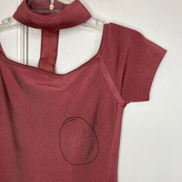 Marciano Luxe Rose Off The Shoulder Choker Neck Sexy Bodycon Mini Dress Large - Picture 8 of 13